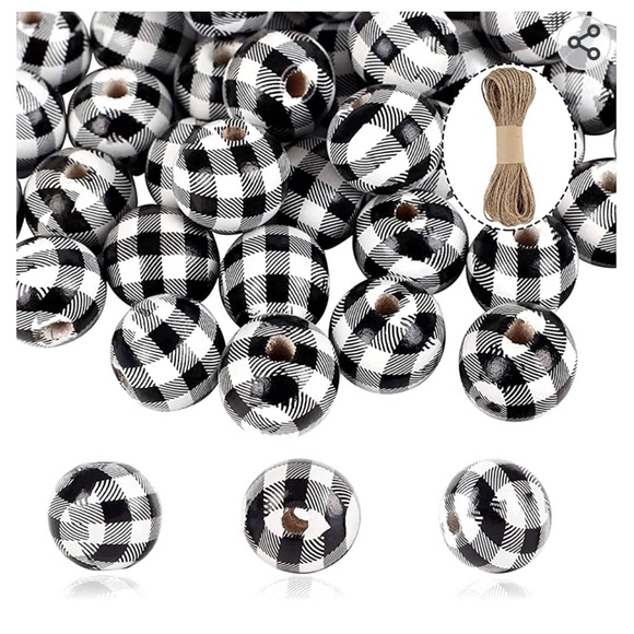 Other - FREE w/$30 purchase: Plaid Wooden Beads
